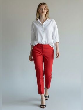 Ricki’s Slim Fit Ankle  Slit Cropped Pants Cotton Sateen Burnt Orange Size 0